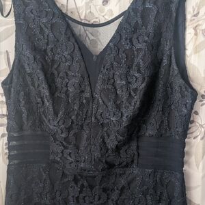 Enfocus Studio Elegant Navy Lace Backless Dress